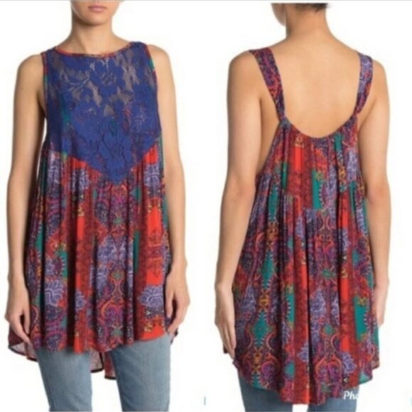 Free People Count Me In Trapeze Mini Dress Tunic Top Sleeveless Size Small NWT - Picture 1 of 11